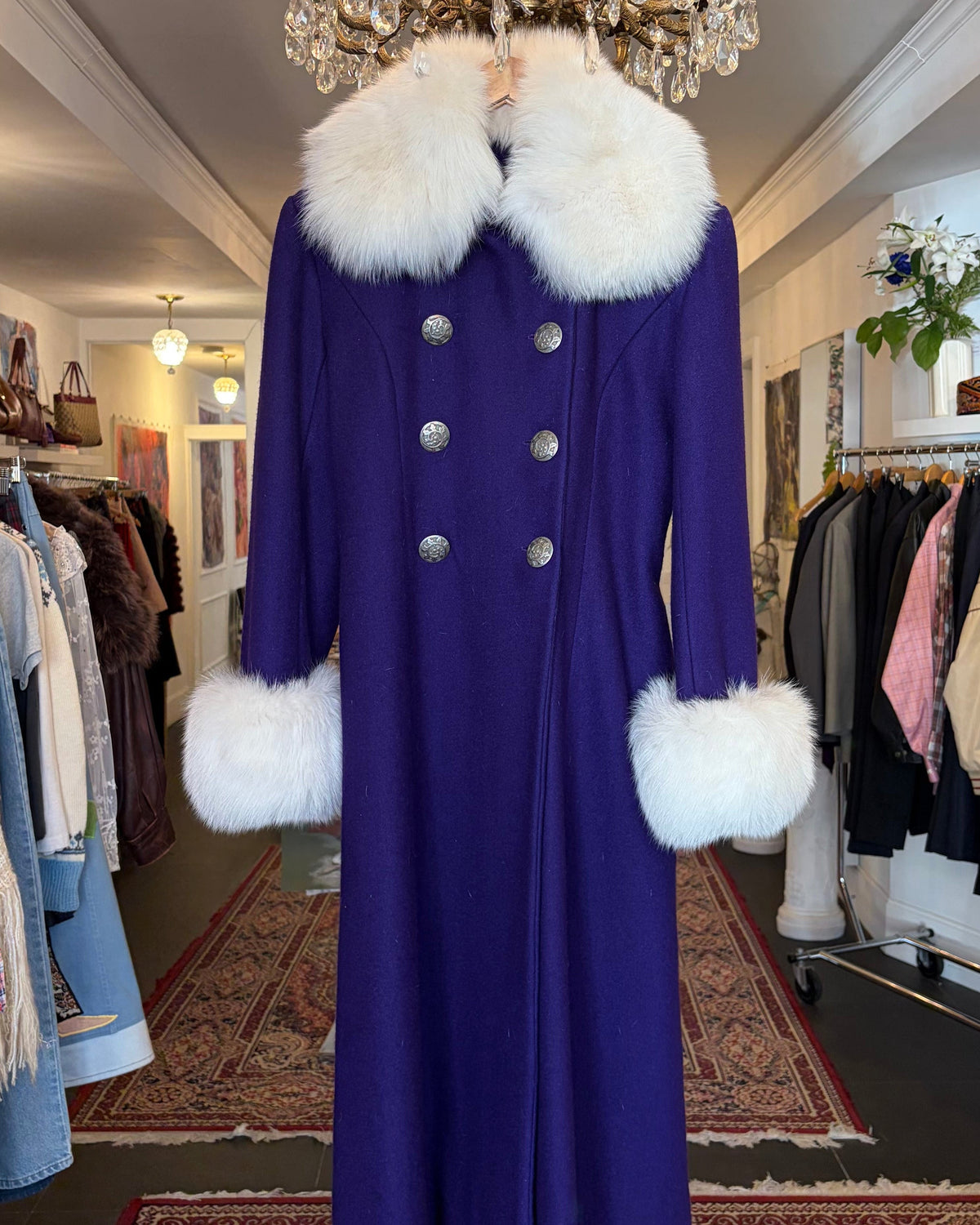 1960s Custom Made Wool Coat With Fur Trim