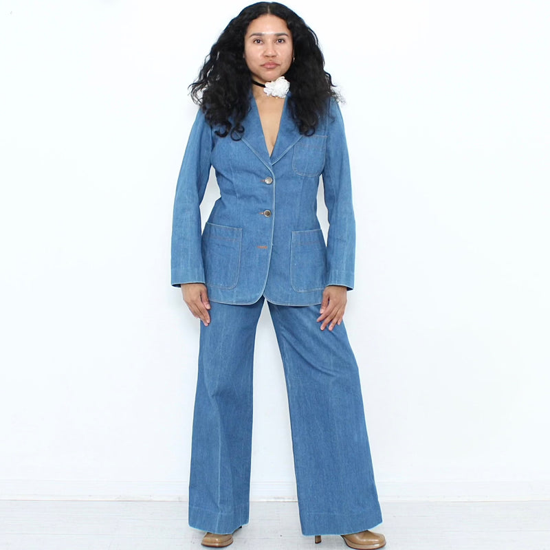 Denim pantsuit on sale