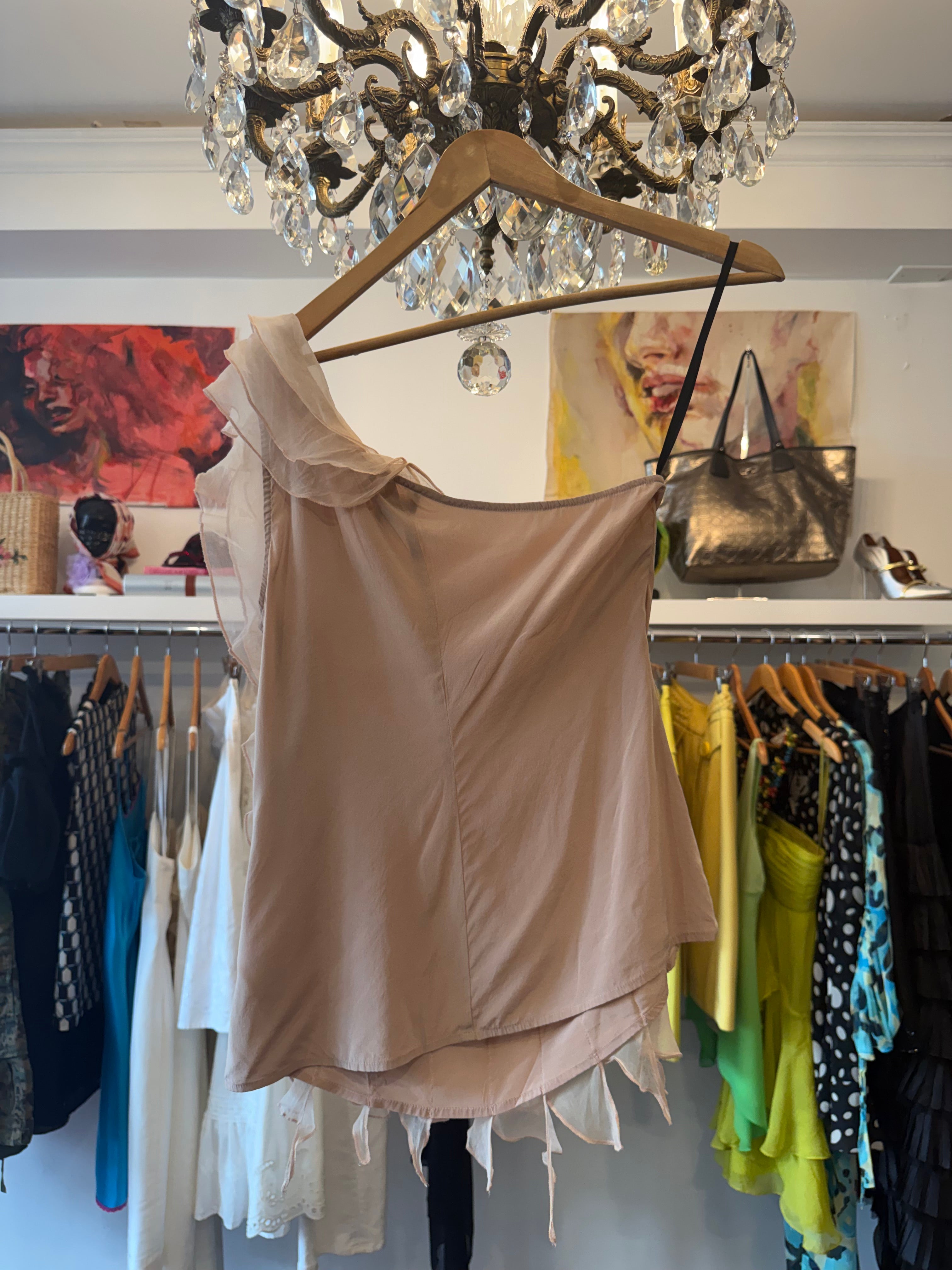 2000s Bebe Ruffle Silk Top