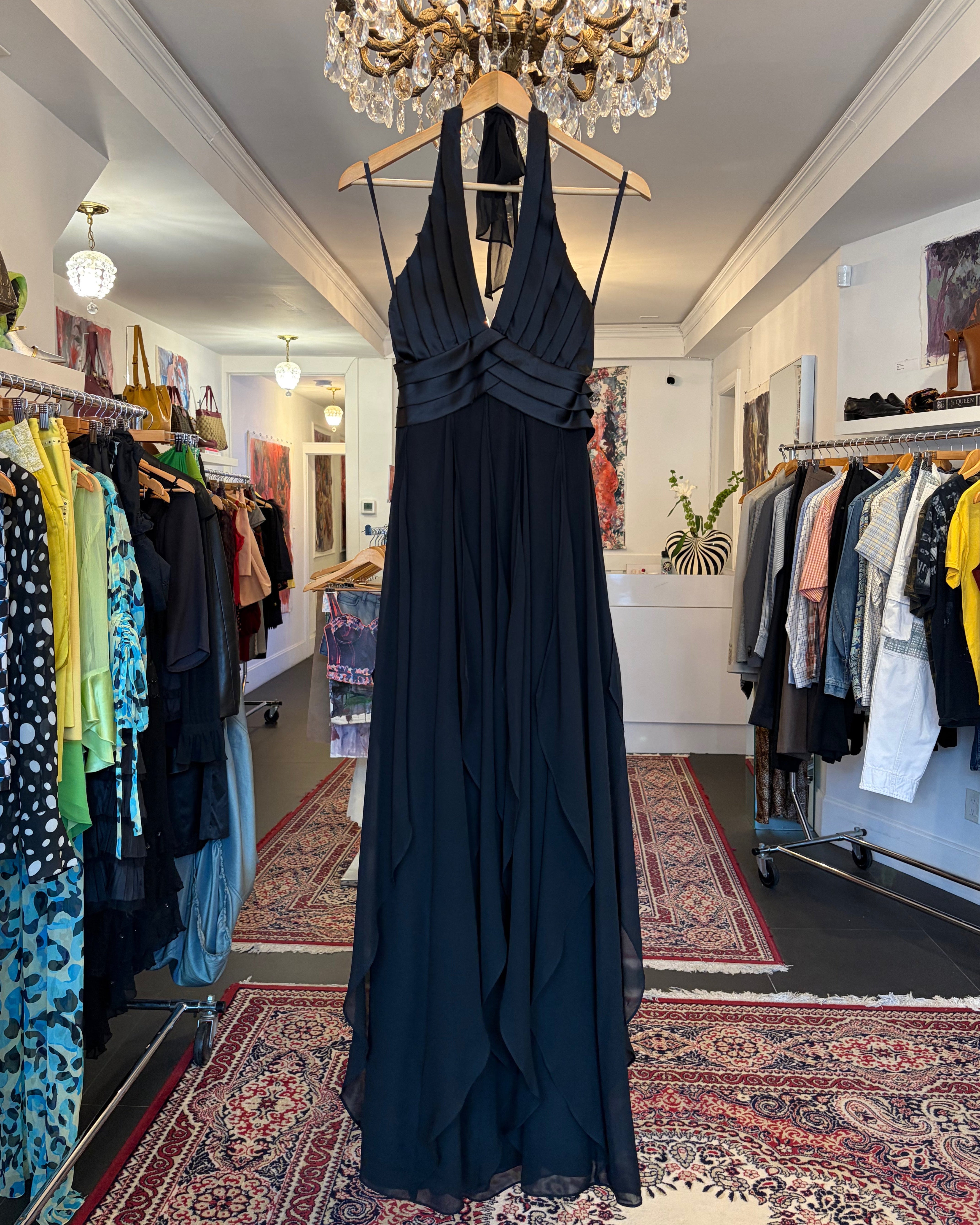 2000s BCBG Silk Halter Dress
