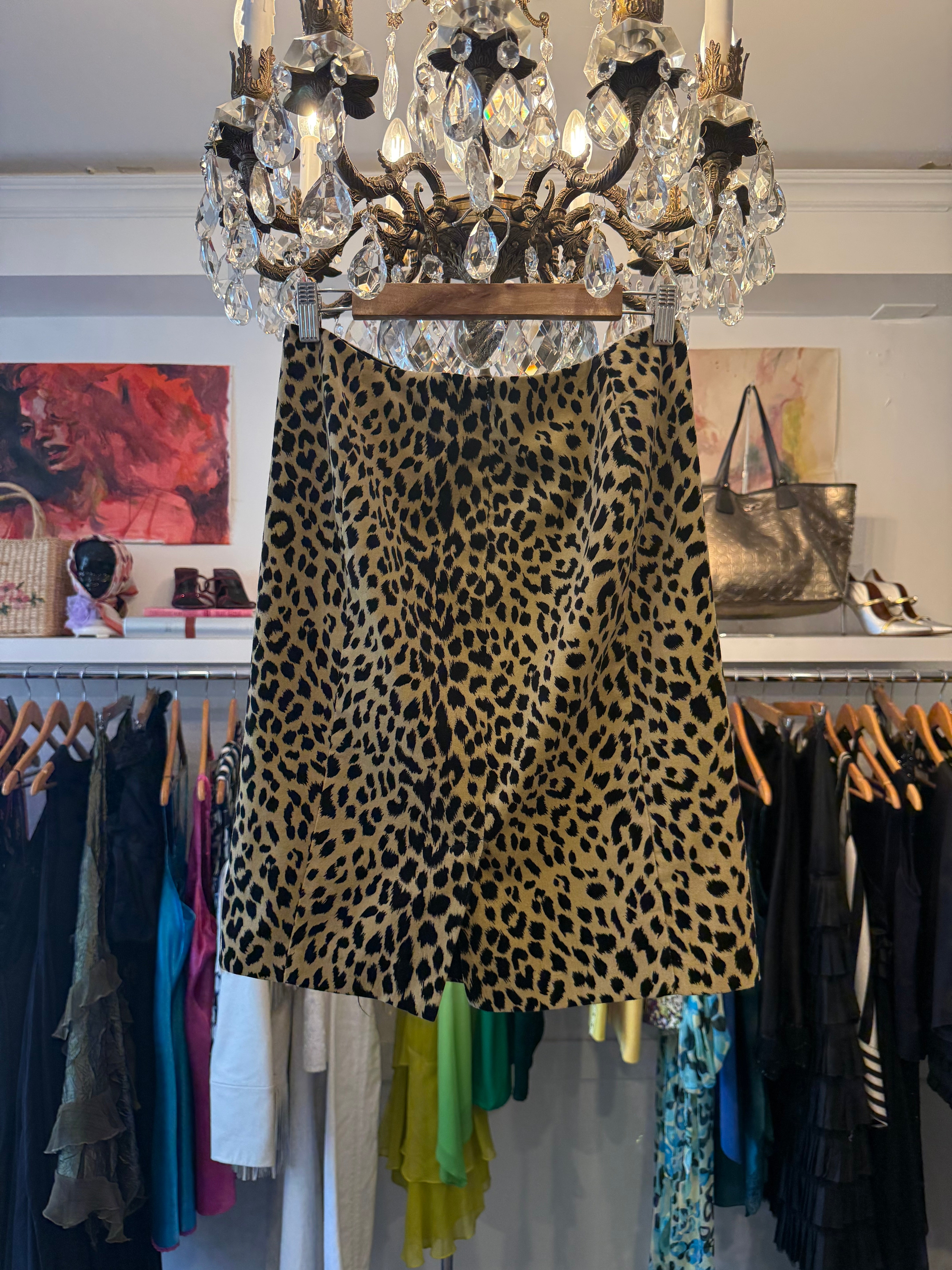 1990s Betsy Johnson Leopard Print Skirt
