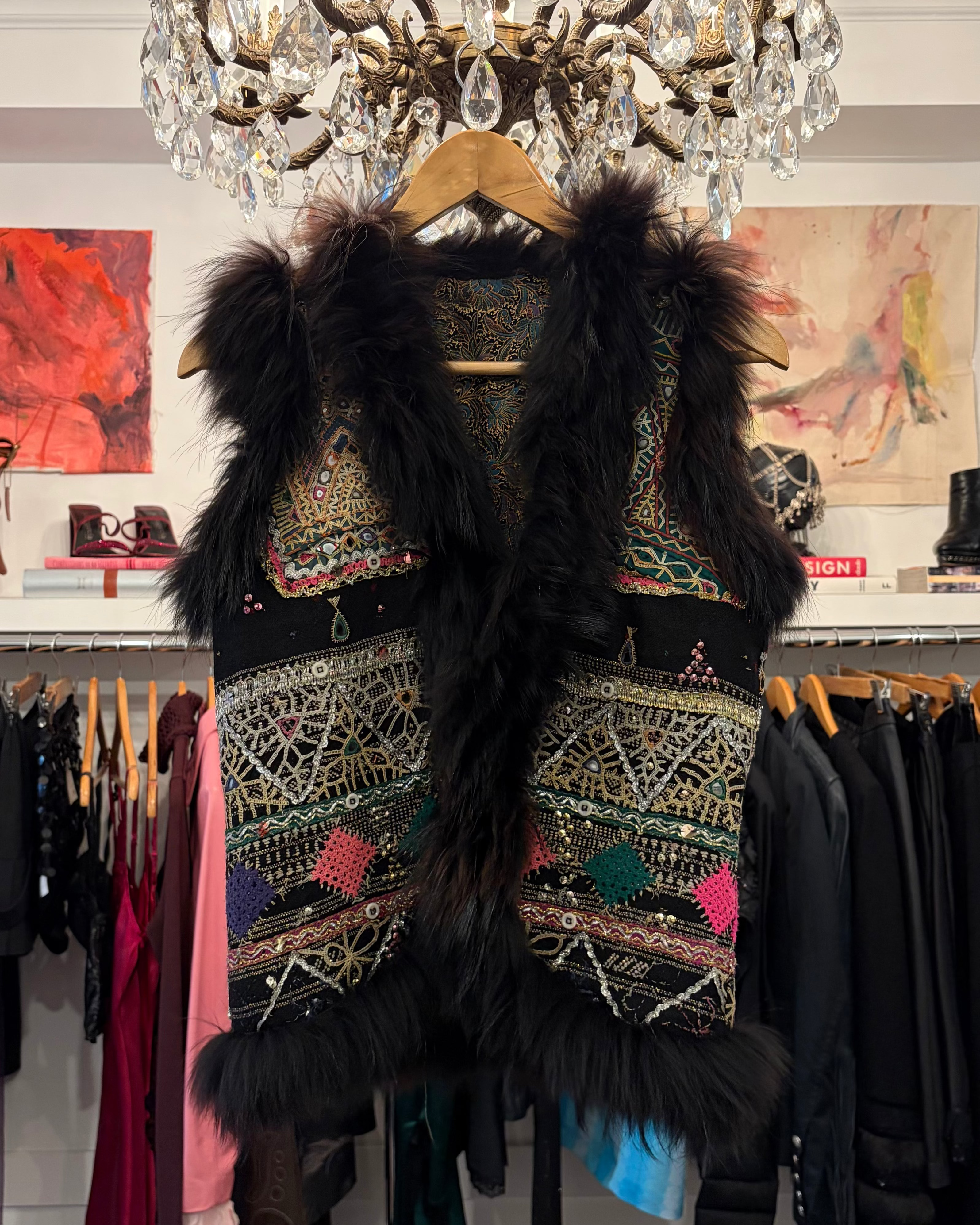 2000s Fur Trim Bohemian Vest