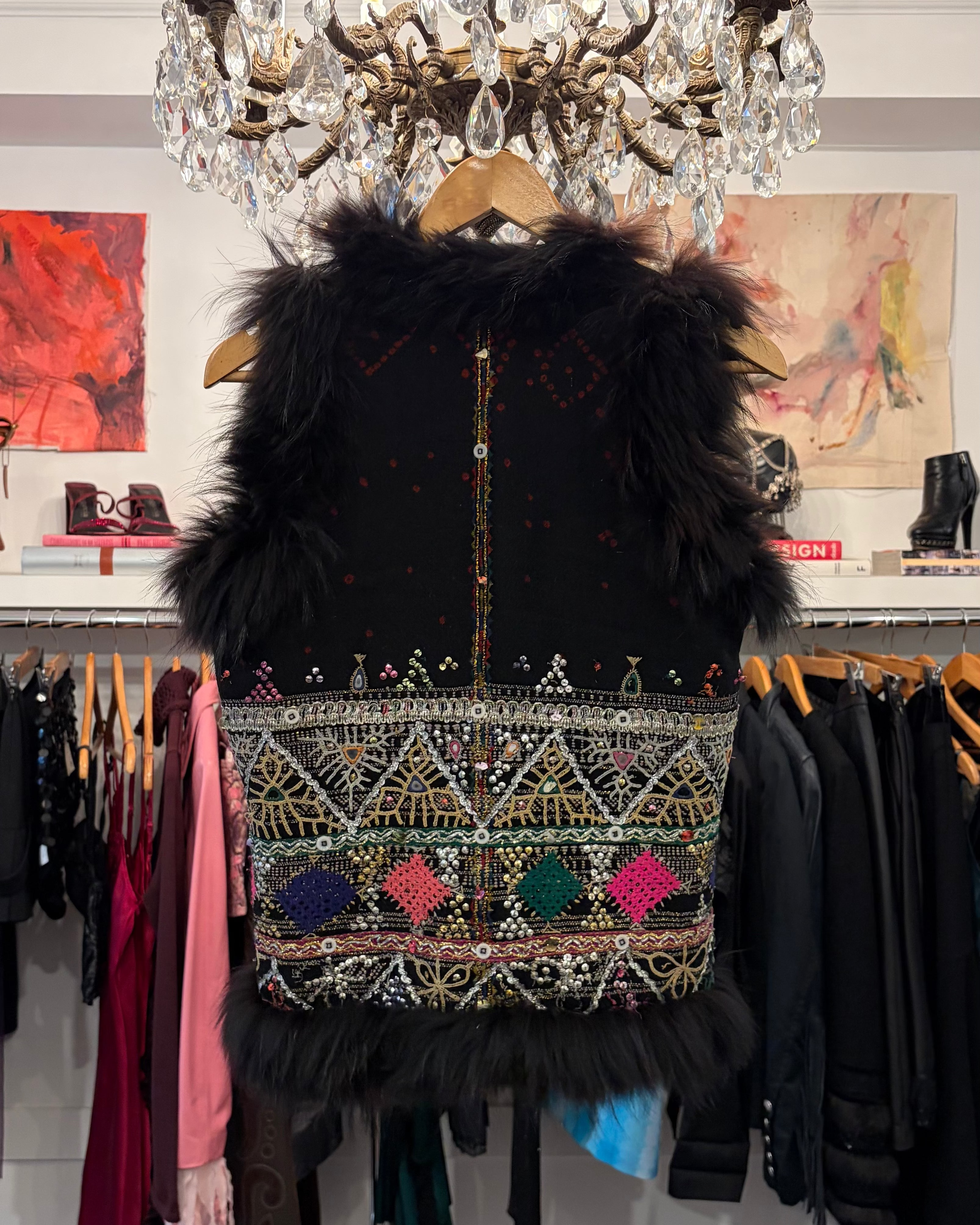 2000s Fur Trim Bohemian Vest