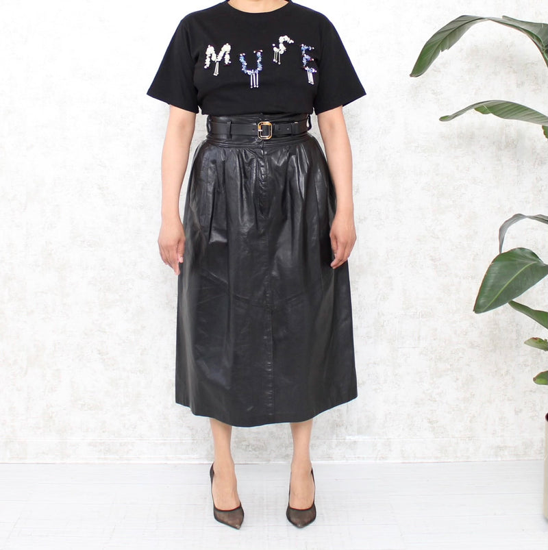 80s leather discount skirt outfit