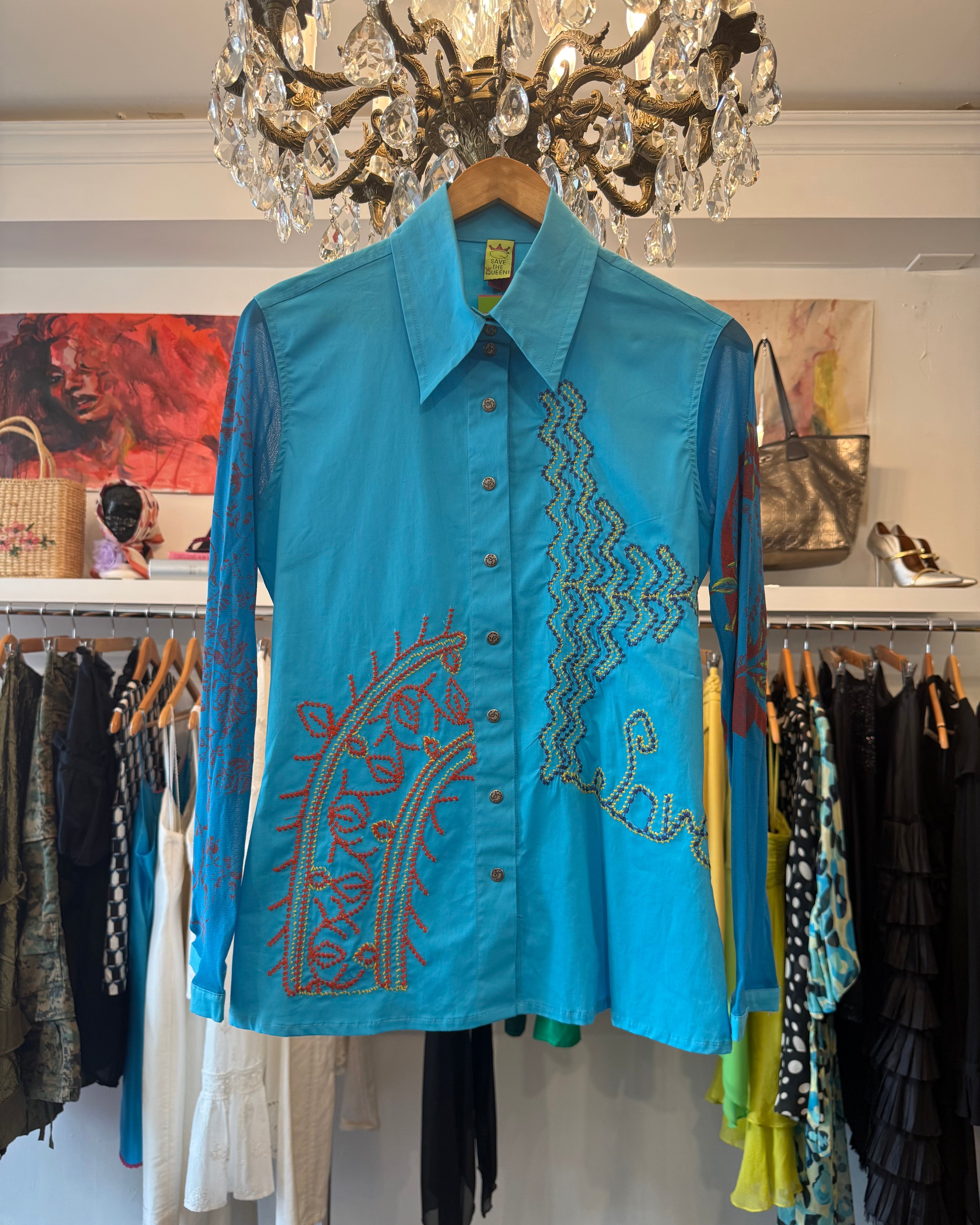 2000s Save The Queen Embroidered Shirt