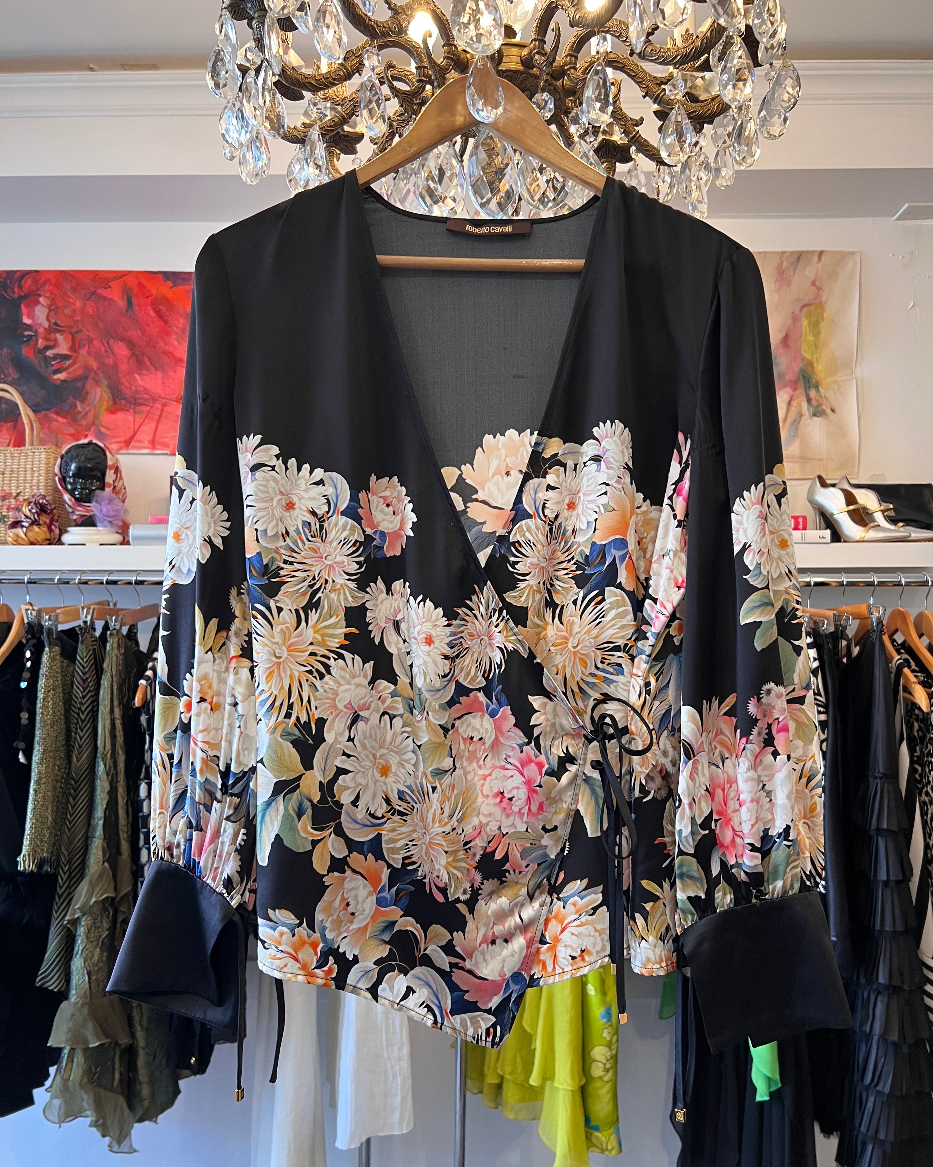 2000s Roberto Cavalli Silk Wrap Blouse