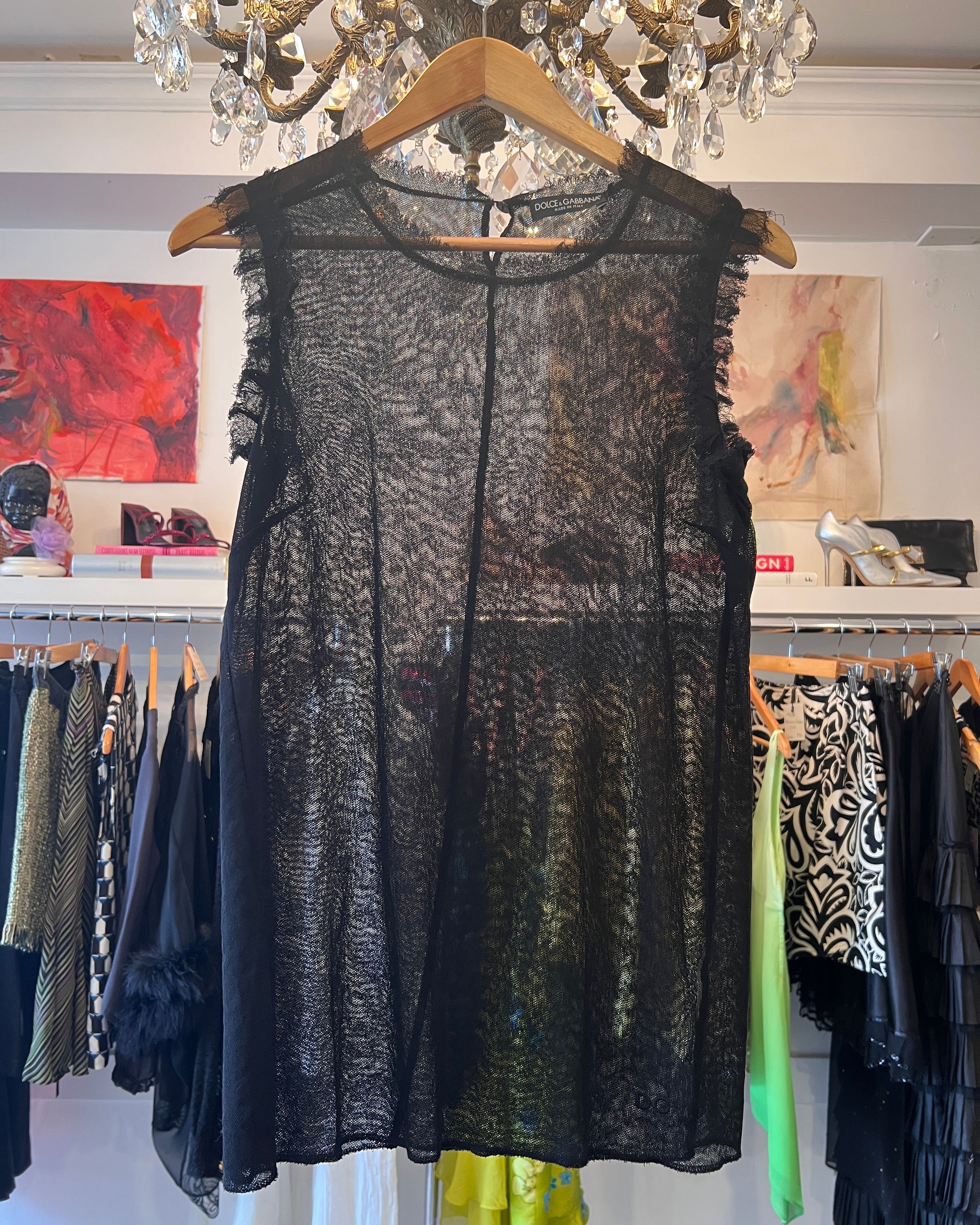 1990s Dolce & Gabbana Tulle Sleeveless Top