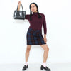 Burgundy Plaid Mini Skirt