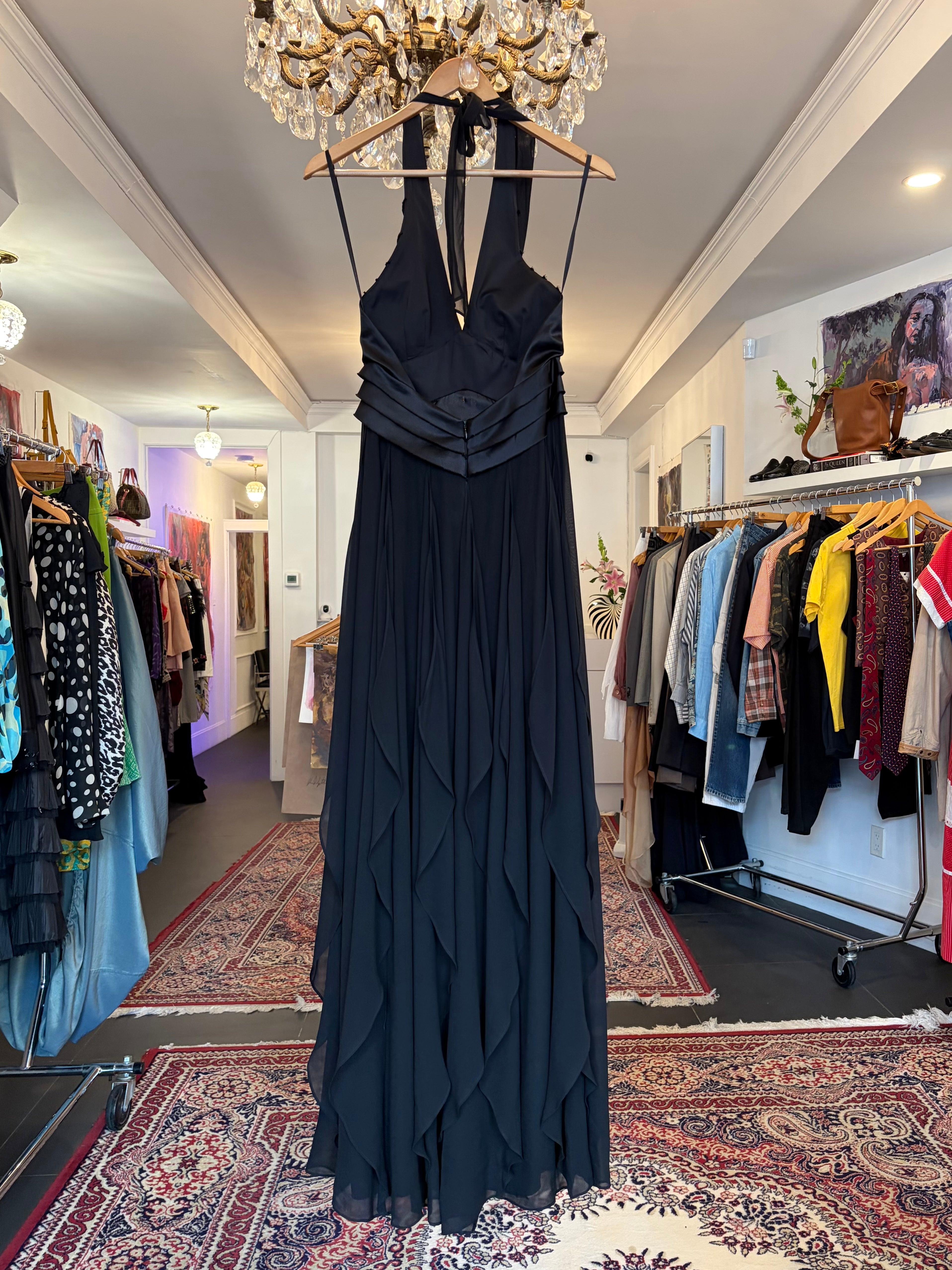 2000s BCBG Silk Halter Dress