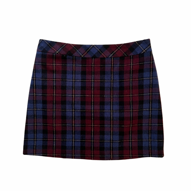 Burgundy Plaid Mini Skirt