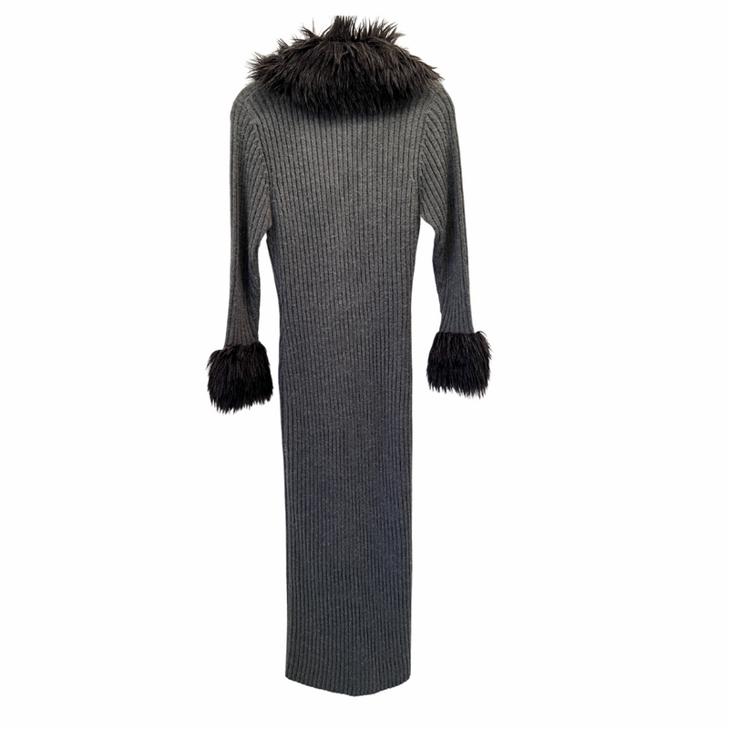 1990s Faux Fur Trim Duster