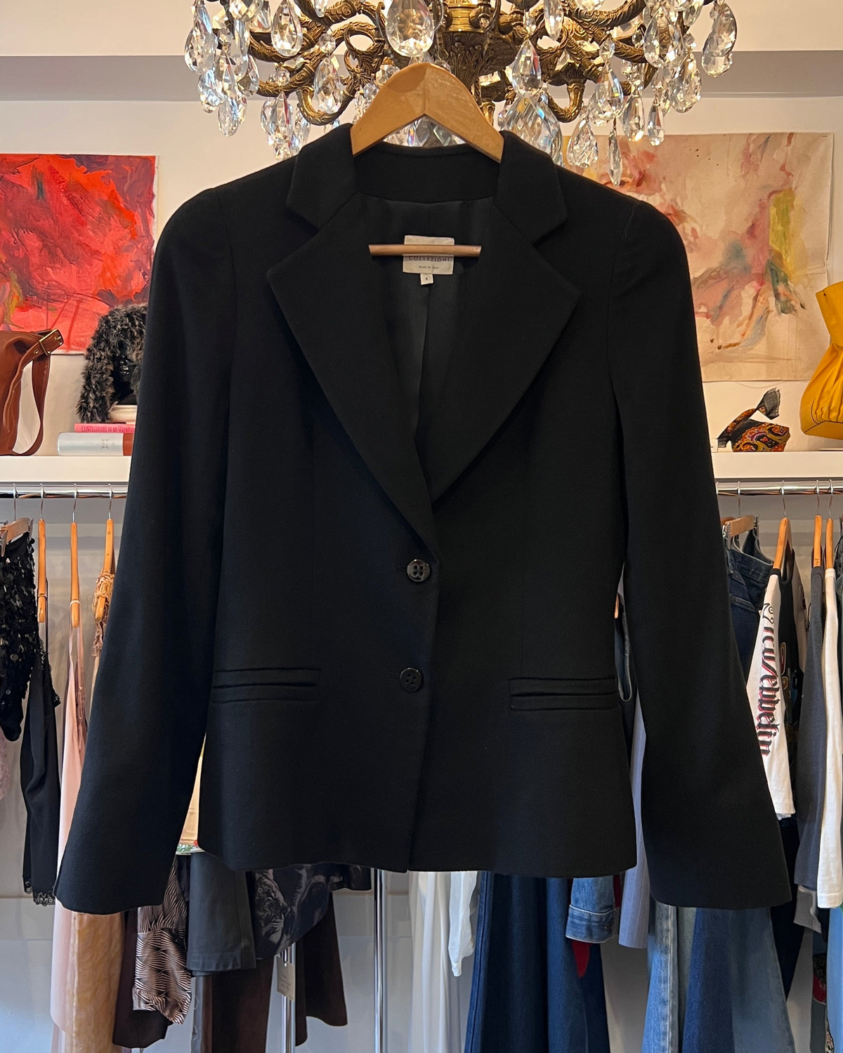 1990s Armani Collezioni Black Cashmere Blazer