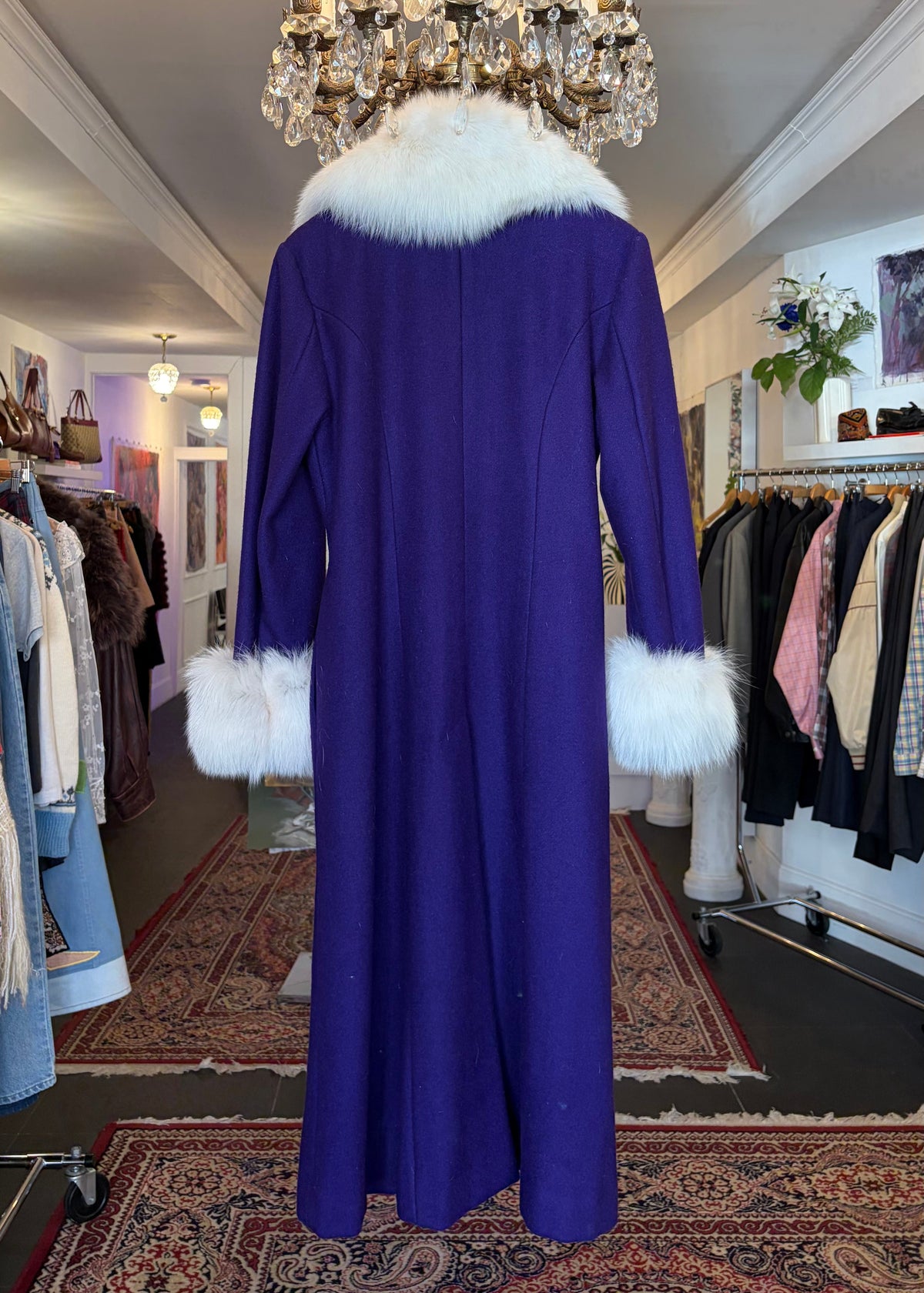 1960s Custom Made Wool Coat With Fur Trim