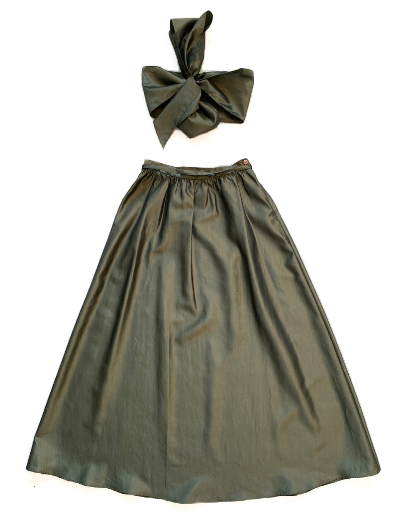 Fabulous '80s Maxi Skirt-Set w Tie-Up Belly Top