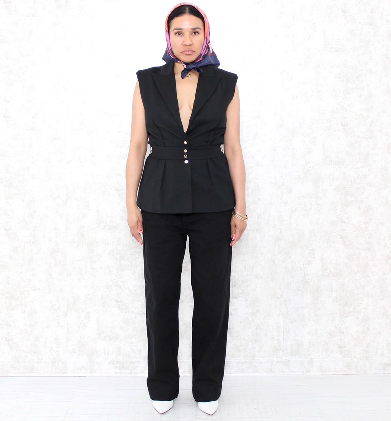 1980s Structured Waistcoat with Belt