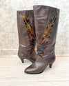 1980s Grey Metallic Tall Leather Boots