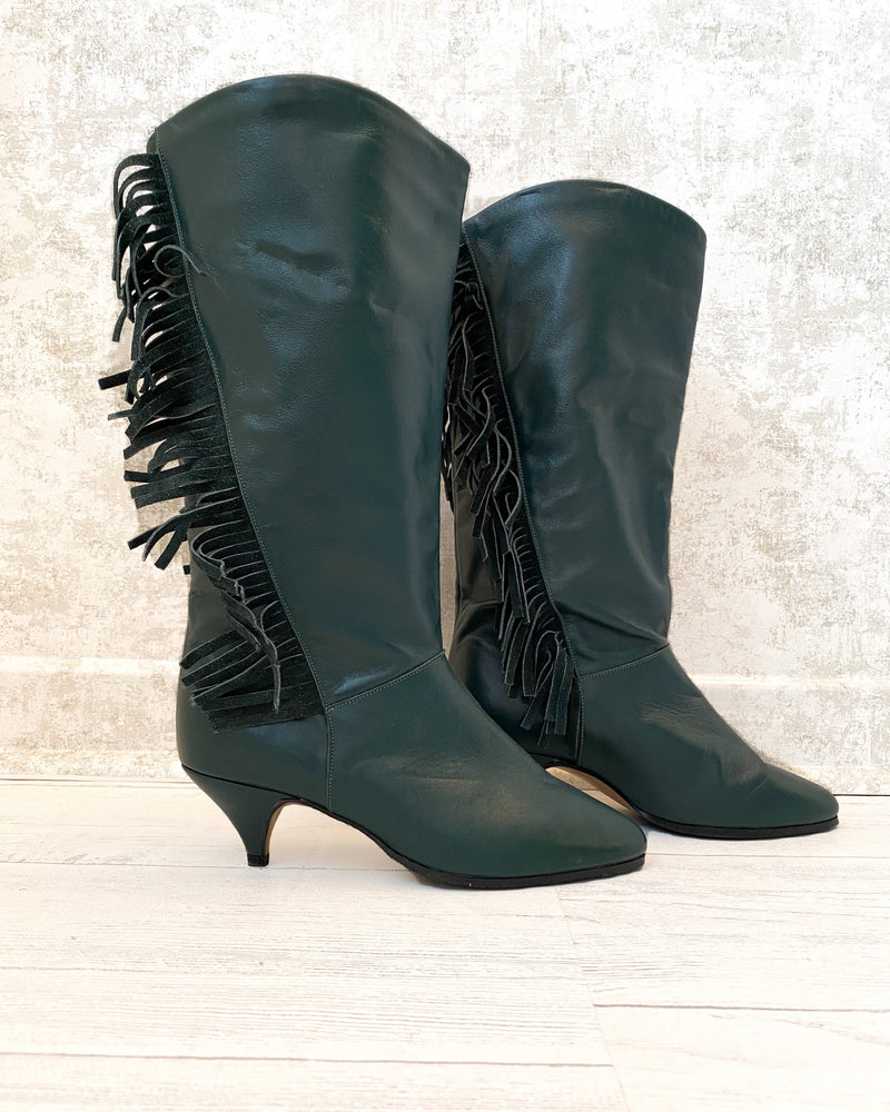 1980s Fringe Leather Boots