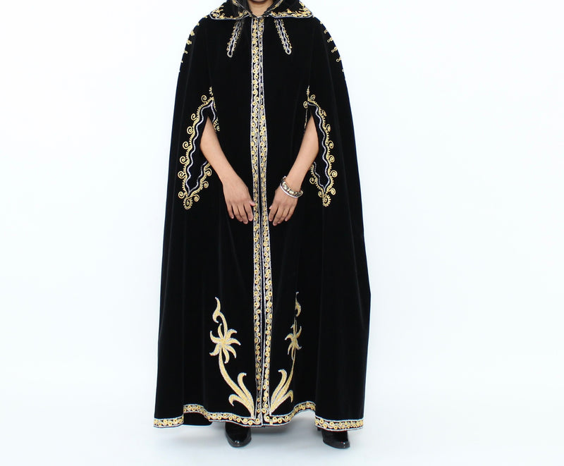 ON LAYAWAY*1960s Black Velvet Hooded Cape