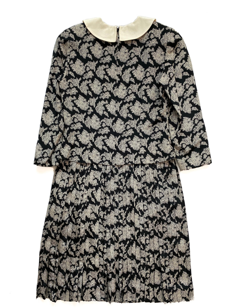 1980s Big Collar Silk Dress