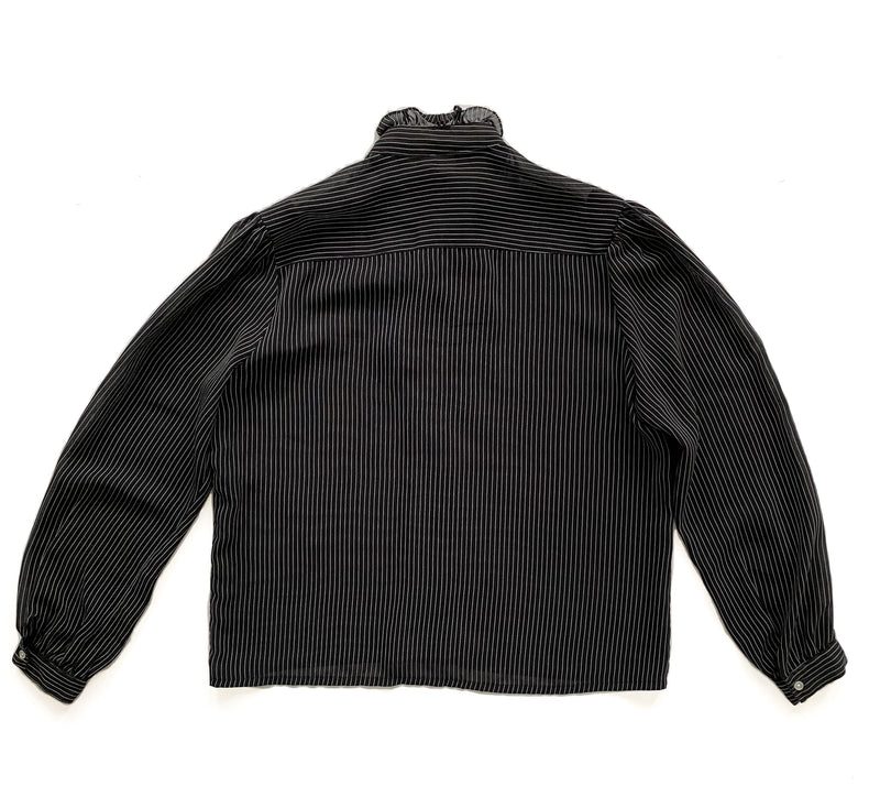 1980s Chiffon High-Neck Ruffle Blouse