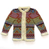Stunning 1980s Aztec Cardigan w Shaggy Trim