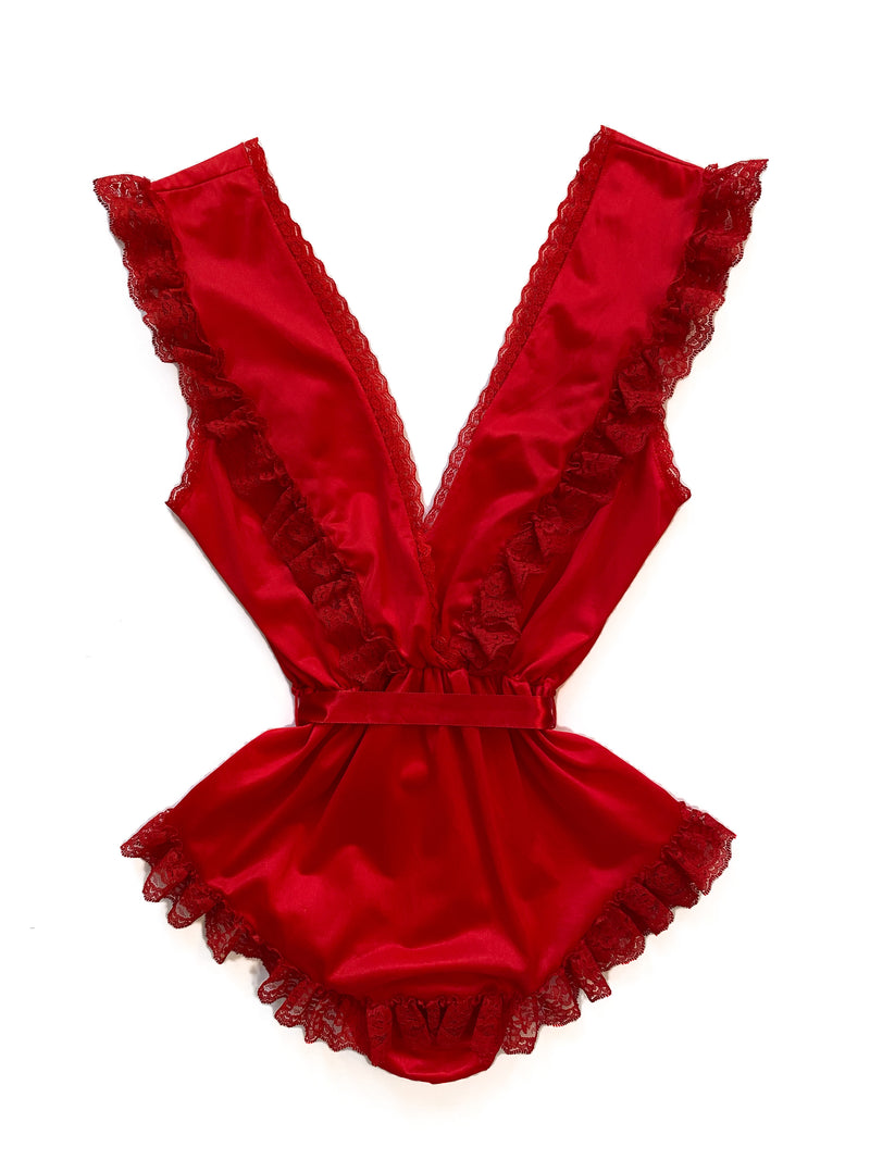 1980s Ruffle Lace Teddy
