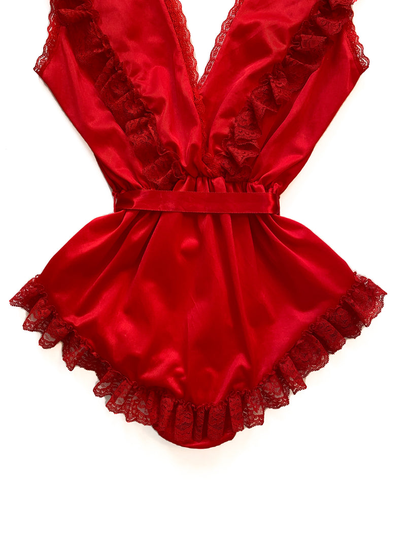 1980s Ruffle Lace Teddy