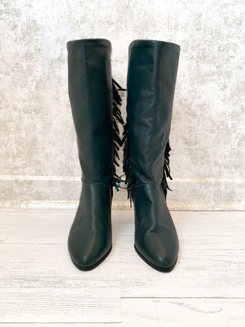 1980s Fringe Leather Boots