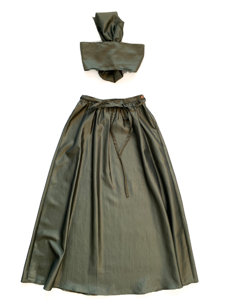 Fabulous '80s Maxi Skirt-Set w Tie-Up Belly Top