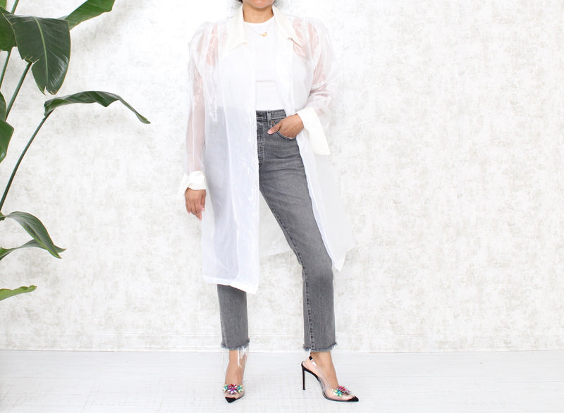 1980s White Organza Overshirt