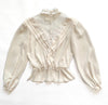 1980s Victorian Style Chiffon Blouse