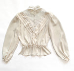 1980s Victorian Style Chiffon Blouse