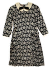 1980s Big Collar Silk Dress