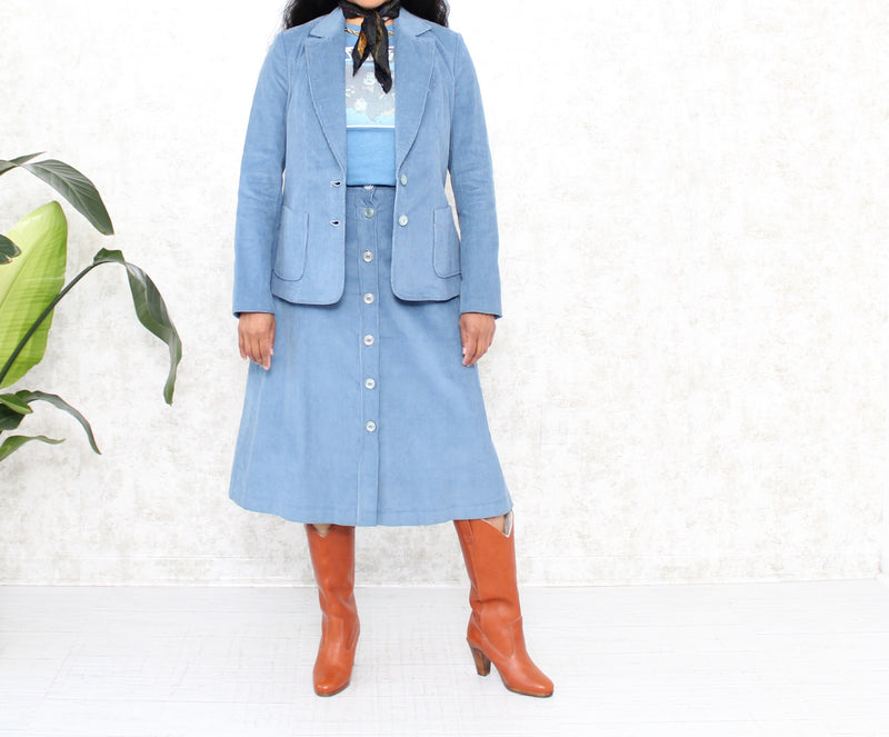 1990s Corduroy Skirt Suit