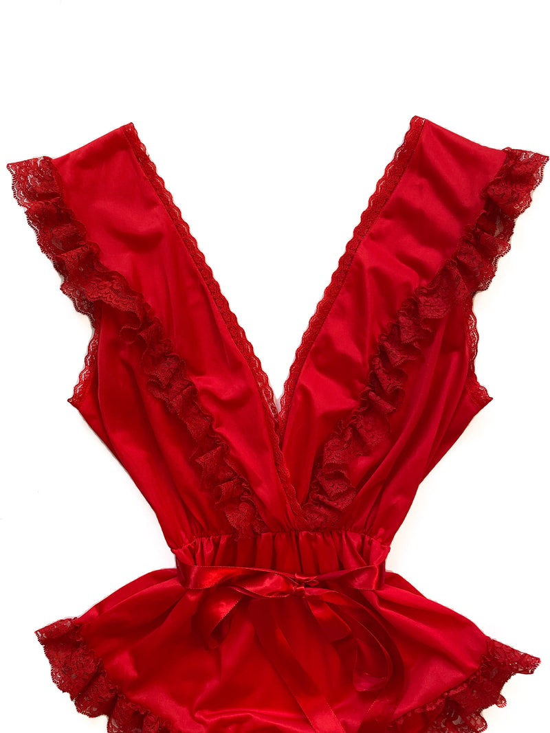 1980s Ruffle Lace Teddy
