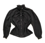 1980s Chiffon High-Neck Ruffle Blouse
