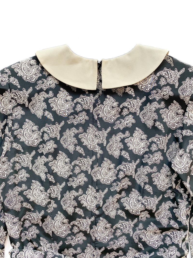 1980s Big Collar Silk Dress