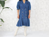 1980s Pleated Denim Midi Dress