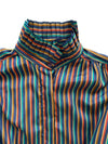 1980s High Neck Stripe Blouse