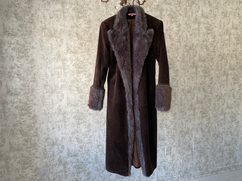 1990s Faux Fur Collar Corduroy Jacket