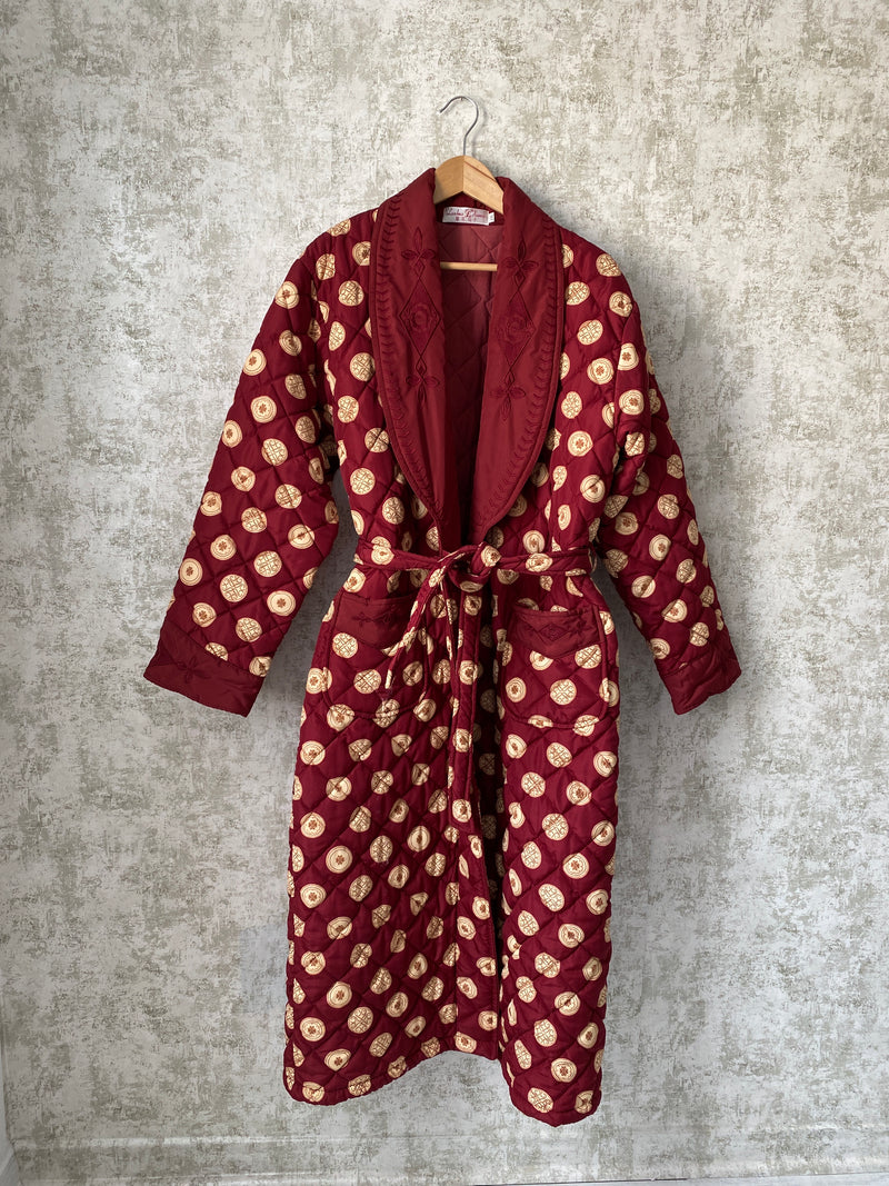 1980s Quilted Geometric Print Robe