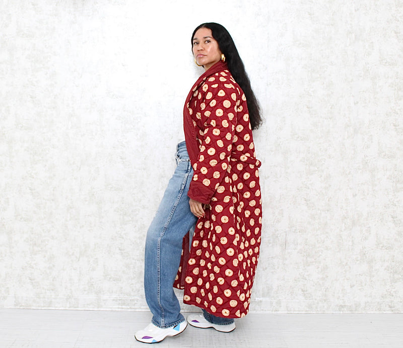 1980s Quilted Geometric Print Robe
