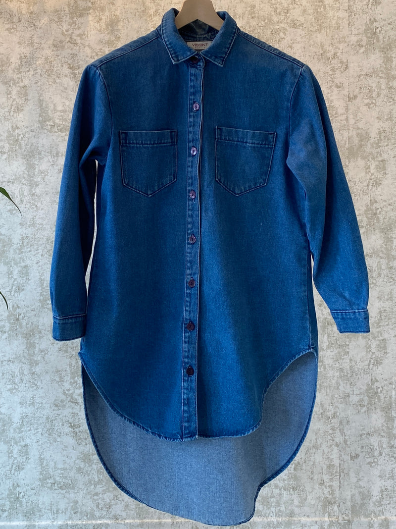 1980s Long Denim Shirt