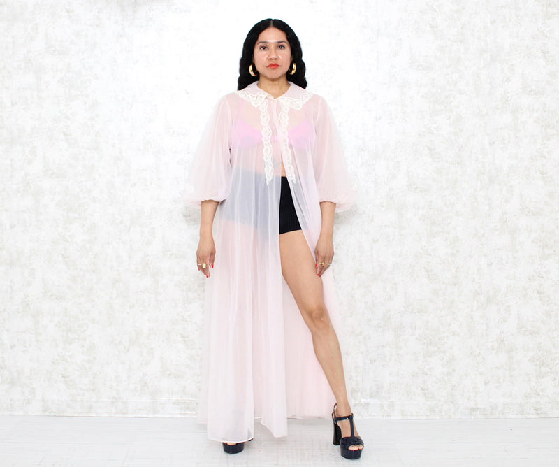 1960s Pink Chiffon Duster