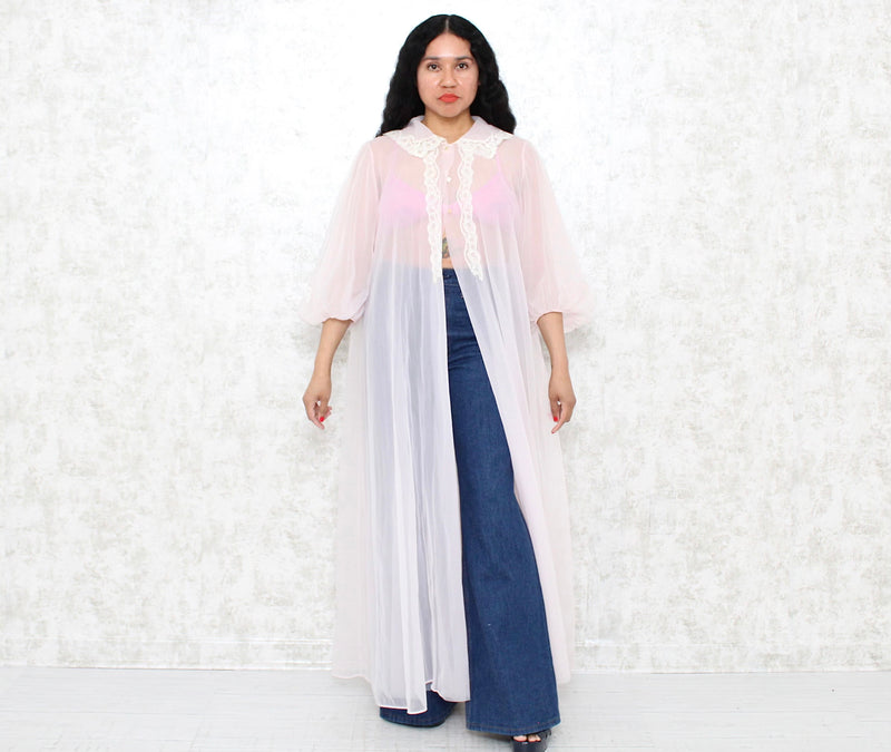 1960s Pink Chiffon Duster
