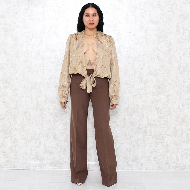 1950s Silk Tie-Up Blouse