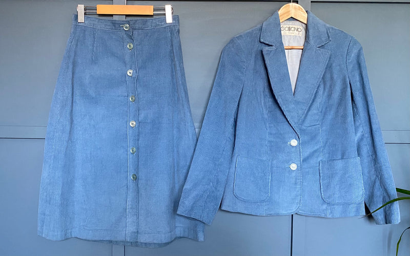 1990s Corduroy Skirt Suit