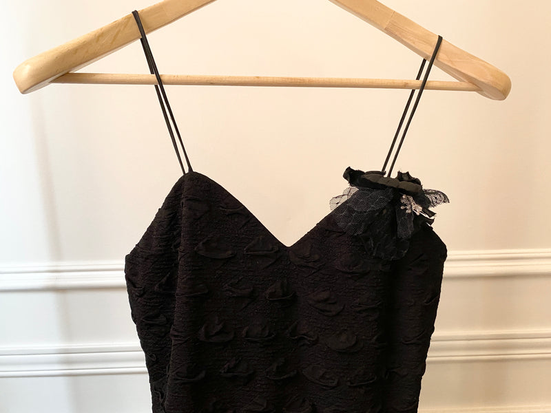 1980s Black Ruffle Dress