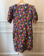 1980s Puff Sleeve Floral Dress