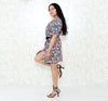 1980s Puff Sleeve Floral Dress